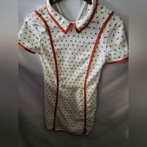 Opening Cerwmony X Adidas White and Orange Polka Dot Shirt. Size Small